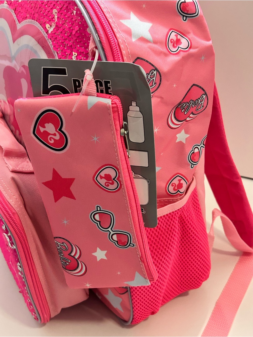 Barbie Pink Kids 5 piece Backpack with lunchbox, and water bottle NWT - Picture 11 of 12